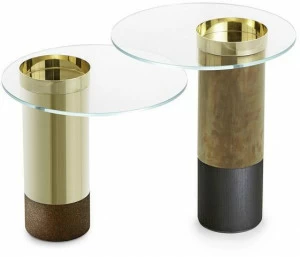 Gallotti&Radice Высокий стол из закаленного стекла и латуни Haumea