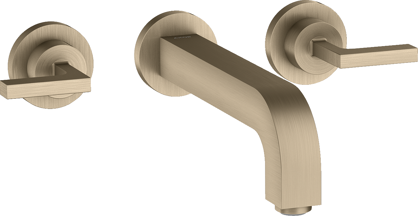 39147820 Смеситель для раковины на 3 отверстия, скрытого монтажа, настенный, с изливом 222 мм, рычажными ручками и накладками AXOR CITTERIO