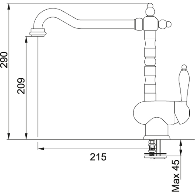 Смеситель кухонный  Franke Old England Поворотный излив Хром sun-id-1698983 - Вид №1