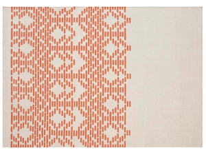 Прямоугольный ковер ручной работы из шерсти с геометрическим рисунком