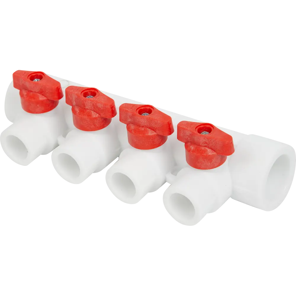 Коллектор универсальный Valfex на 4 выхода 32x20 мм с кранами STLM-2091532