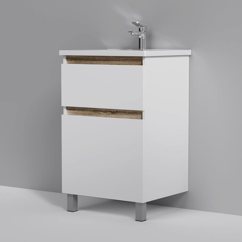 M85AFSX0552WG База под раковину напольная 55 см 2 ящика белый глянец AM.PM X-Joy  - Вид №4