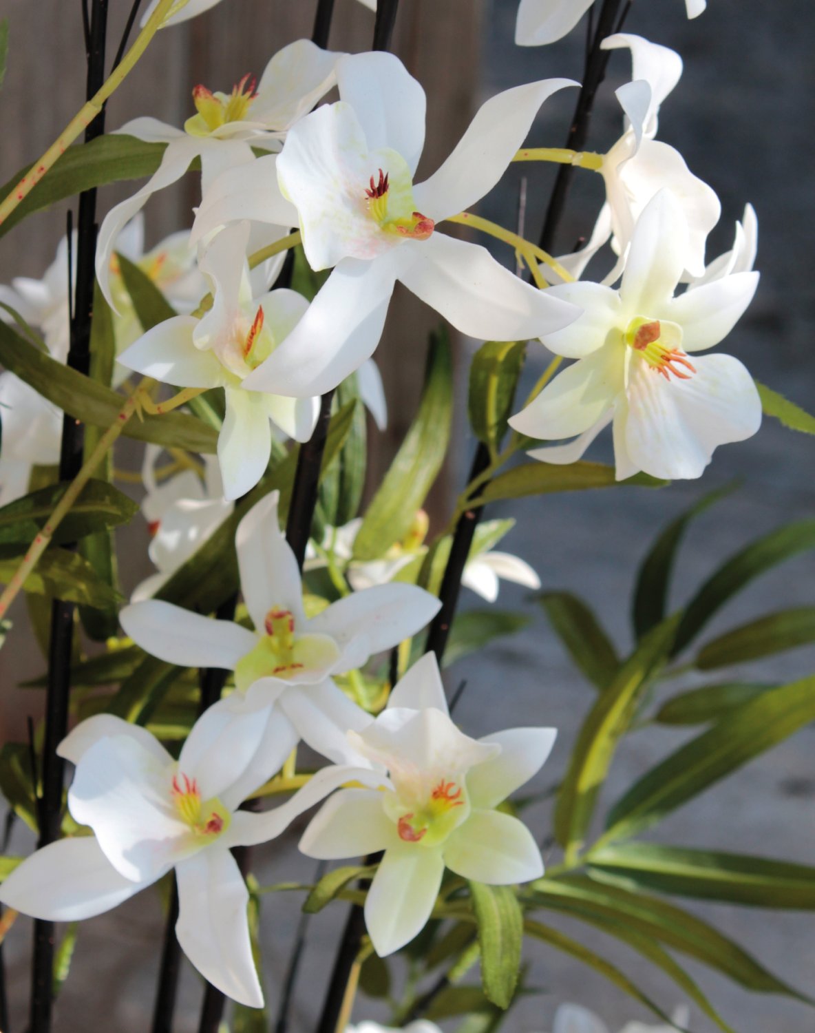 2782 778 a3 Искусственная орхидея дендробиум и бамбук в керамическом горшке, 65 см, real touch soft, бежево-белый H-andreas  - Вид №5