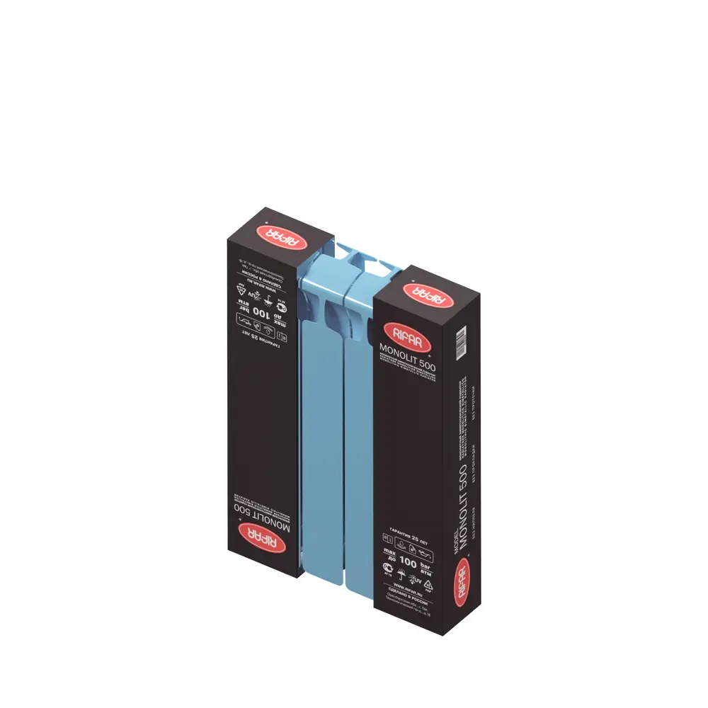 Радиатор секционный Rifar Monolit M50004RAL5024 500/100 4 секции боковое подключение биметалл голубой 82560828 STLM-2209880 - Вид №4
