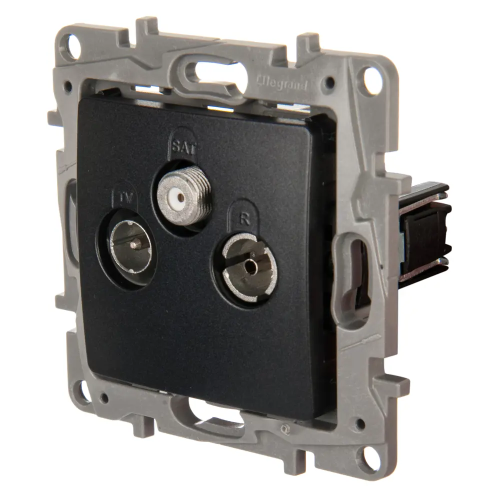 Розетка TV-SAT Legrand Etika двухкабельная цвет антрацит STLM-2177900 - Вид №2