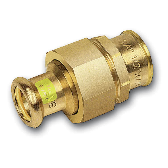 1113401512 SANHA 11340G пресс-фитинг газ, бронза, сгон самоуплот. ВПр-ВР 15x1/2 мм  - Вид №1