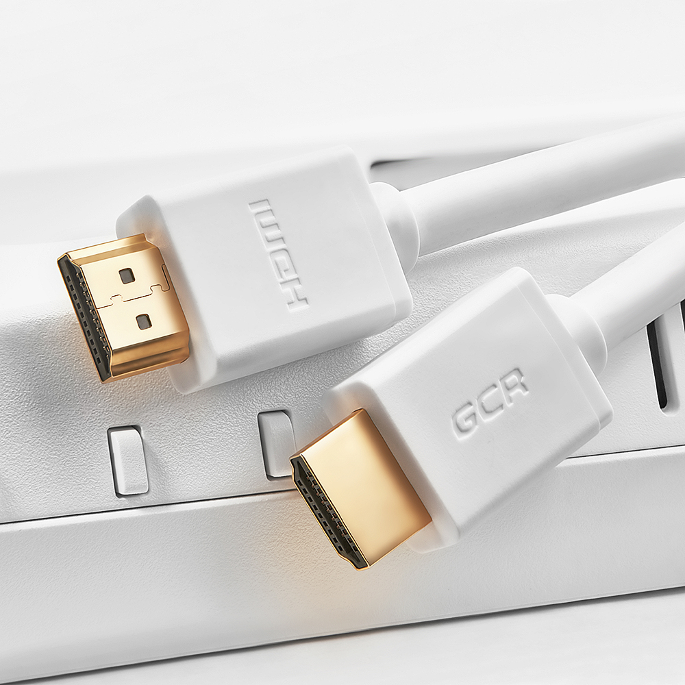 GCR-HM761-15.0m кабель 15.0m hdmi версия 2.0, hdr 4:2:0, ultra hd, 4k 60 fps 60hz/5k*30hz, 3d, audio, 18.0 гбит/с, 28/28 awg, od7.3mm, тройной экран, белый, Greenconnect Santreyd  - Вид №1