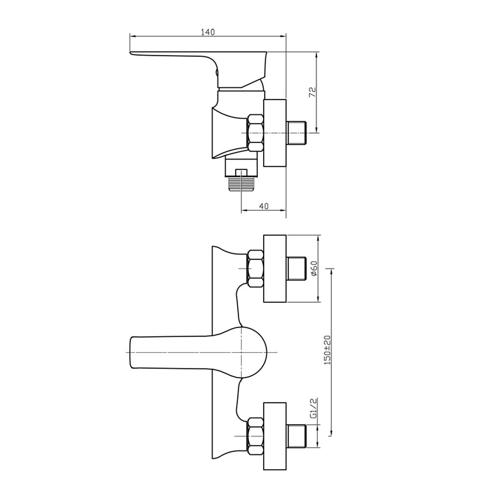 Смеситель для душа Raiber R0030 однорычажный R0030 Santreyd  - Вид №1