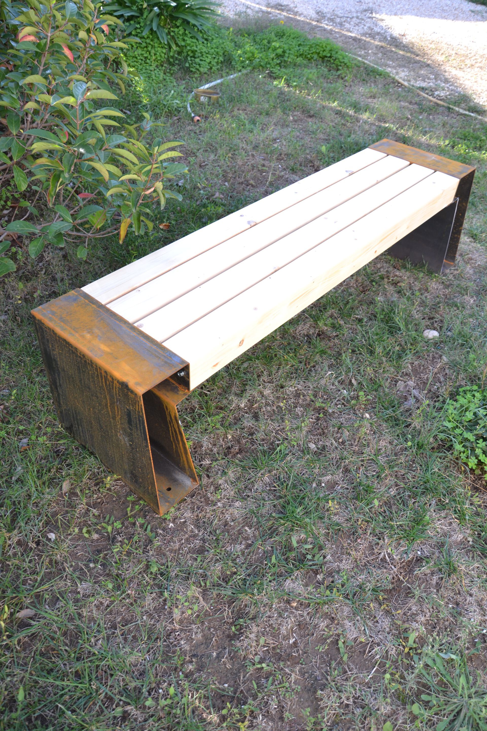 Стальная и деревянная скамья без спинки CITYSì SEVEN ARCH-00068601 - Вид №3