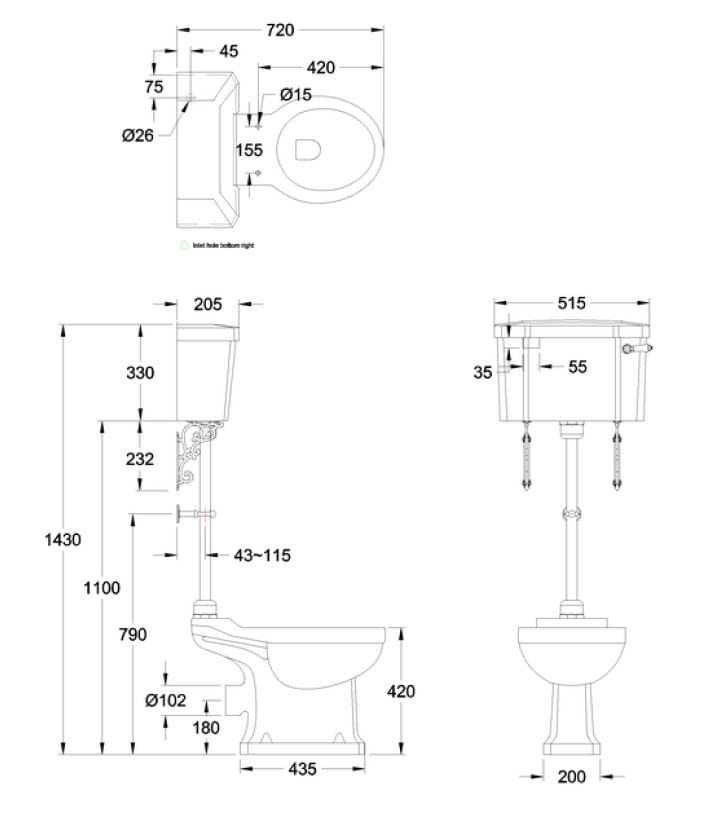 Туалет в оконном шкафу с напольной внешней кассетой Burlington Wc a pavimento ARCH-00113027 - Вид №2