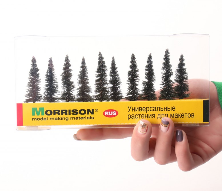 011-ee-021 Набор моделей "Миниатюрная ёлочка" для макета 1:500 10 шт. Morrison 