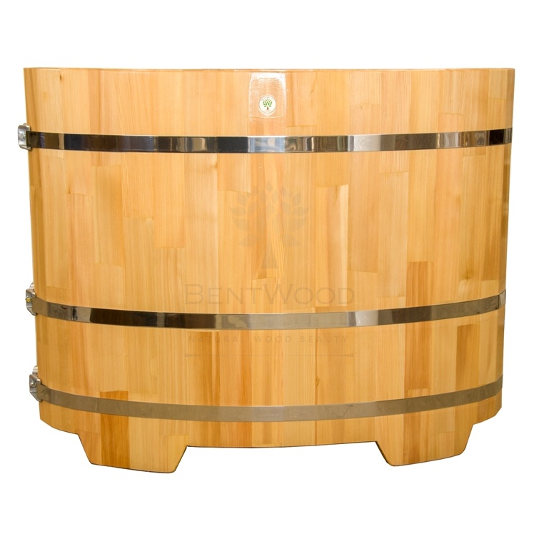 1370 Купель овальная из сращенных ламелей лиственницы 0,69х1,31х1,0 натуральная Alyarus  - Вид №8