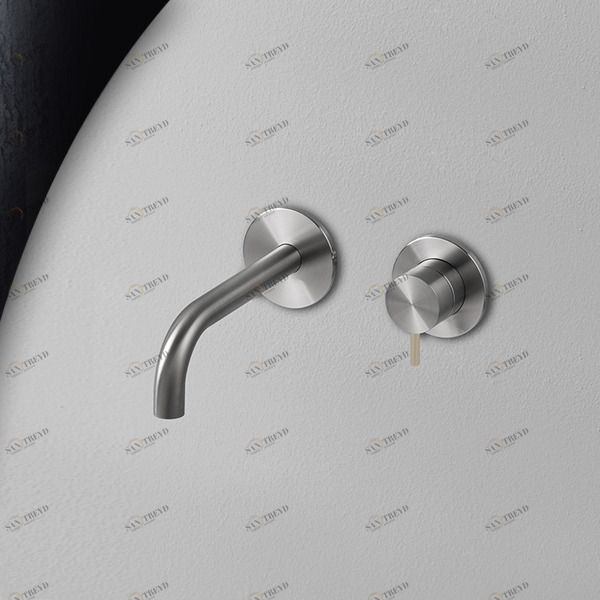 Смеситель для раковины сталь матовая с бежевой ручкой Toki Radomonte TKI18SCIL28