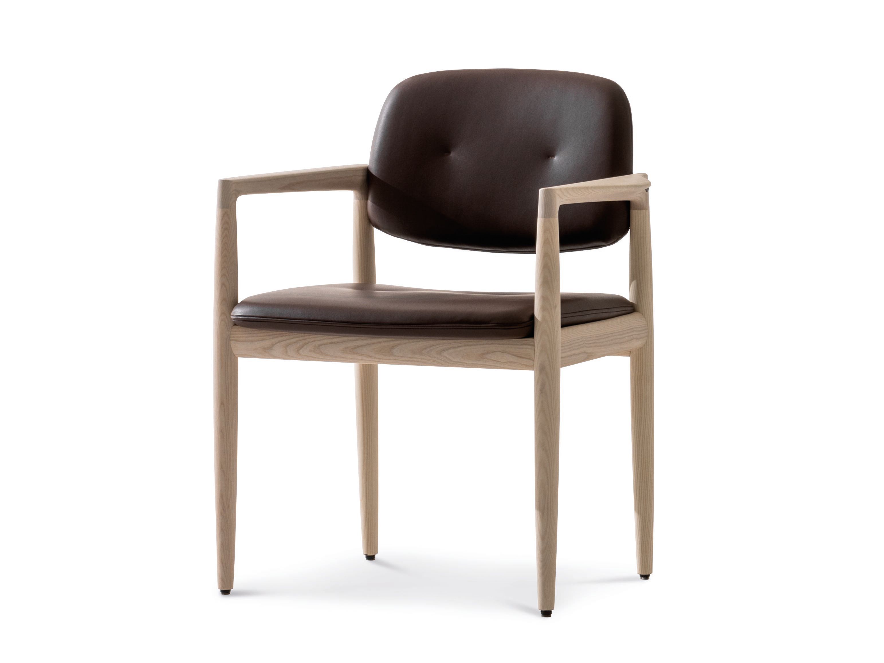 Кожаный мягкий стул с каркасом из ясеня Minotti Yoko ARCH-00135849