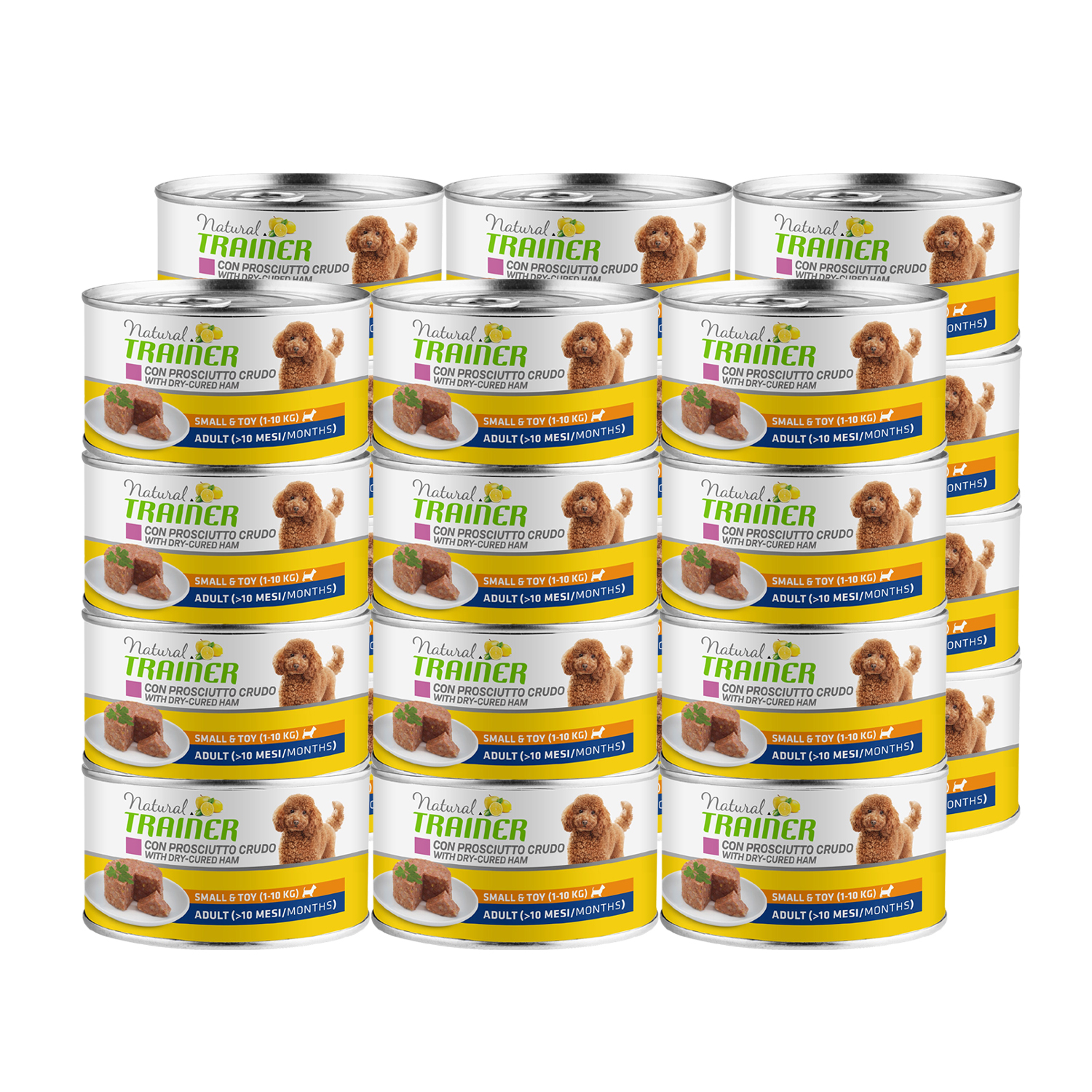 ПР0031038*24 Корм для собак TRAINER Natural для мелких пород сыровял. ветчина,рис,маточное молочко конс.150г (упаковка - 24 шт) NATURAL TRAINER 