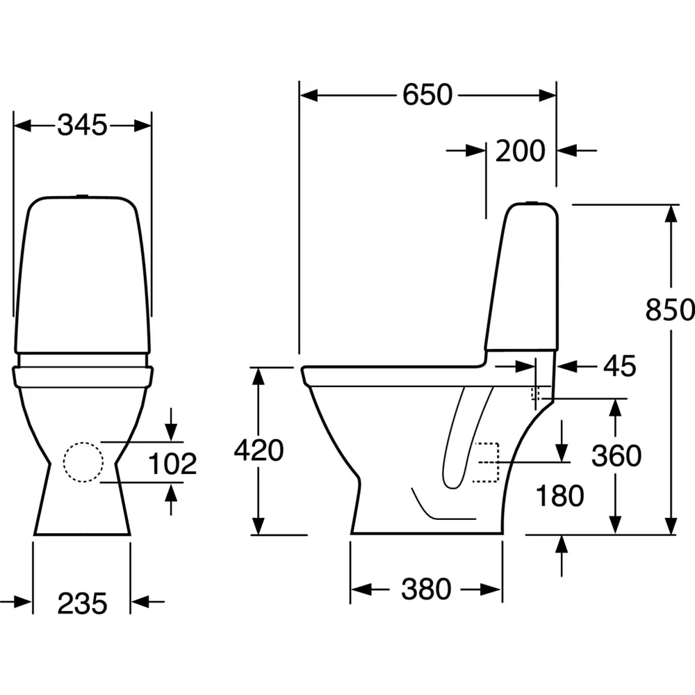 Унитаз-компакт Gustavsberg Oceanic 6610 Duo горизонтальный выпуск двойной слив STLM-2037902 - Вид №5