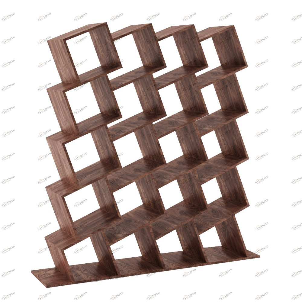 Стеллаж деревянный дизайнерский широкий орех "Матрица на 4" от Odingeniy ODINGENIY СТЕЛЛАЖИ "МАТРИЦА" 178442 Коричневый 