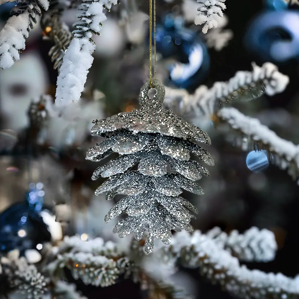 89381686 Украшение елочное Шишки серебряный 10 шт. STLM-1325332 Santreyd  - Вид №2