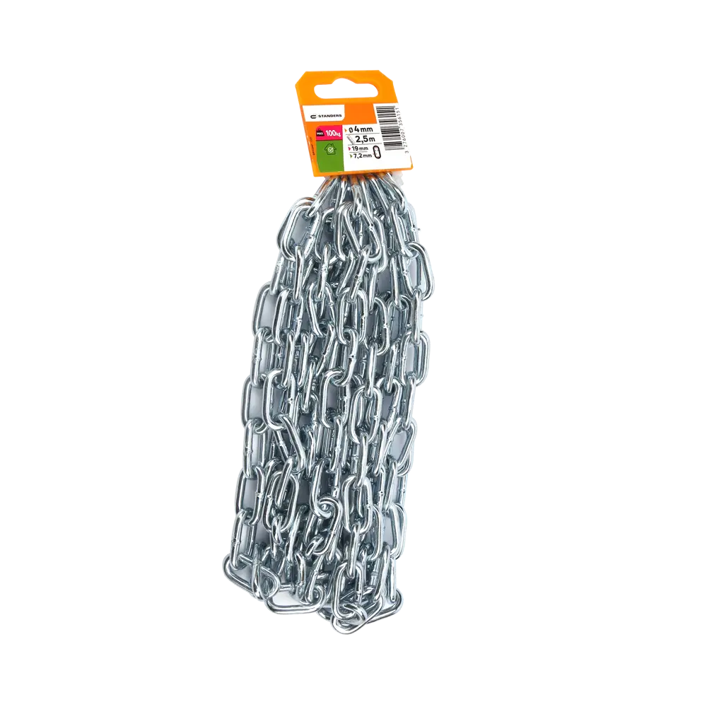 Цепь Standers оцинкованная сталь короткое звено 4 мм 2.5 м/уп STLM-2199666 - Вид №5