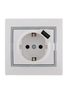 MIRA Розетка сз + USB разъём белая