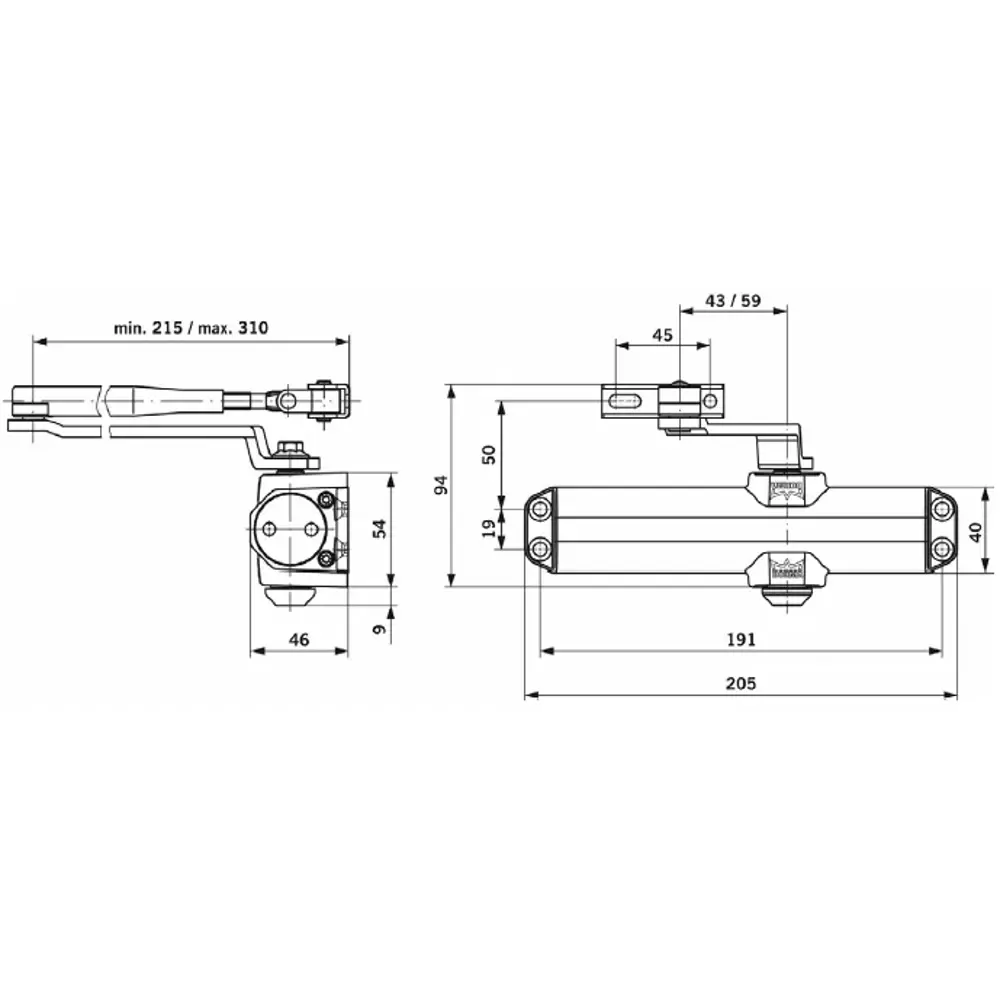 Доводчик дверной 100 Size 2/3/4 90 кг металл цвет серебристый Santreyd STLM-2136891 - Вид №1