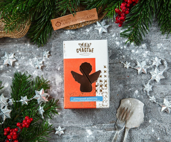 5642 Шоколад "Счастье" молочный с карамелью и арахисом Вкусляндия  - Вид №1