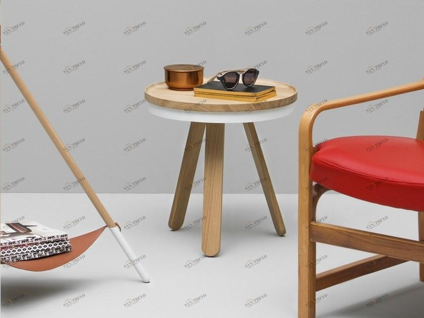 Woodendot Круглый деревянный журнальный столик с подносом sun-id-1506647