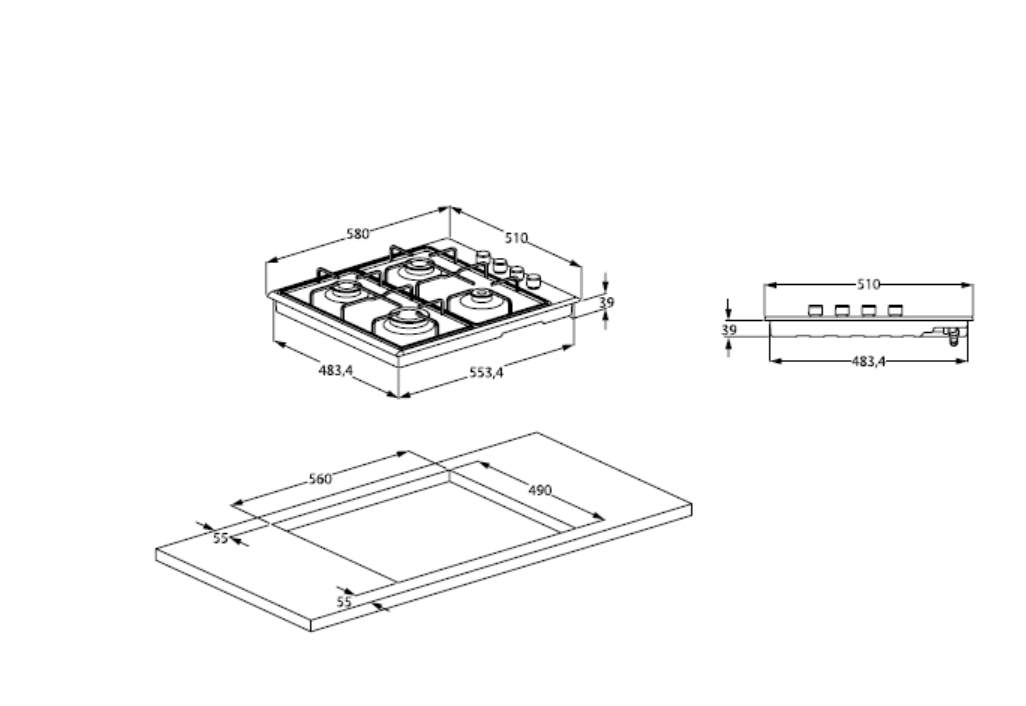 5310401 Газовая варочная поверхность Beko HIGG 64123 SW STDN-0043426 - Вид №6