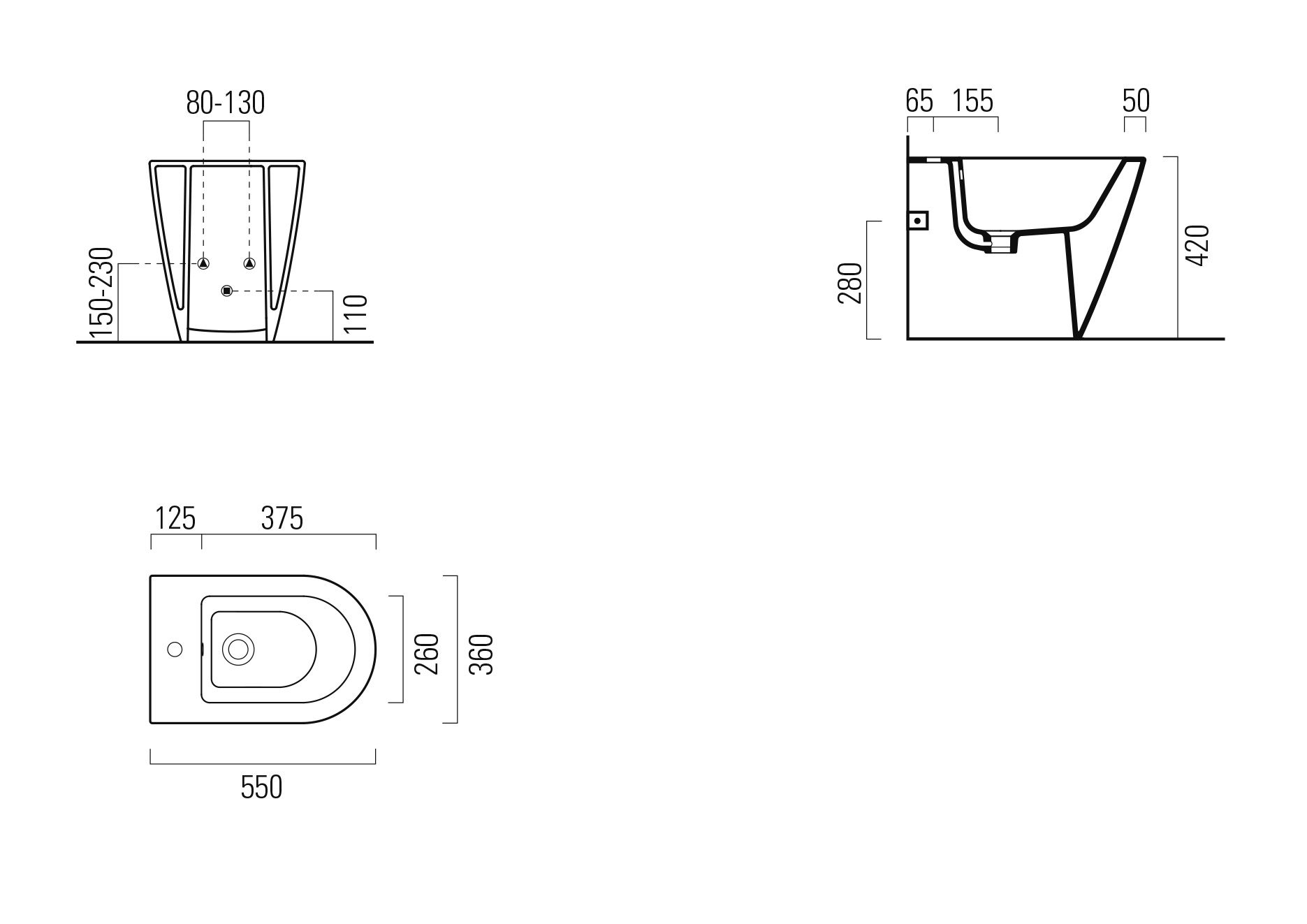 Биде провода стены с переливом пола GSI ceramica Kube X ARCH-00118325 - Вид №5
