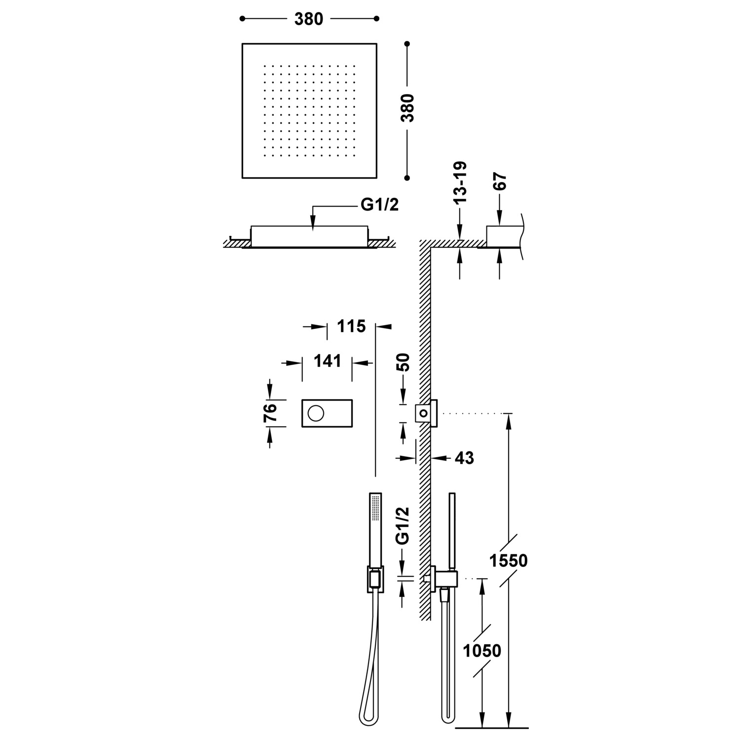 SHOWER TECHNOLOGY Kit de grifo termostático electrónico empotrado de 2 vías Shower Technology Blue Edition para ducha-09288552 TRES Electronic - Вид №1