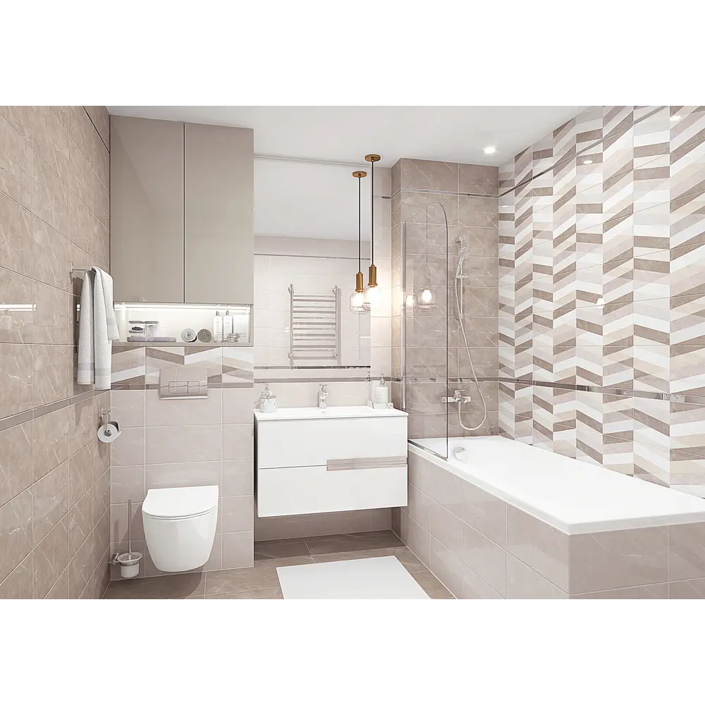 Плитка настенная Savoy мозаика 20х40 см 1.2 м² цвет бежевый Santreyd STLM-2180365 - Вид №3