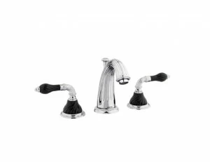 233501.NSL0.00 Раковина с тремя отверстиями, витая из черного фарфора Золото 24К