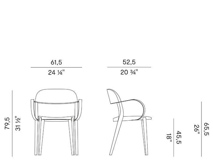 Венский деревянный и соломенный штабелируемый стул с подлокотниками Potocco минимальная ARCH-00064261 - Вид №3