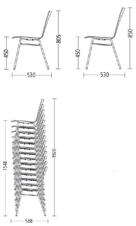 Wiesner-Hager Стул для конференций штабелируемый с подлокотниками Update 6352 / 6353 - Вид №2