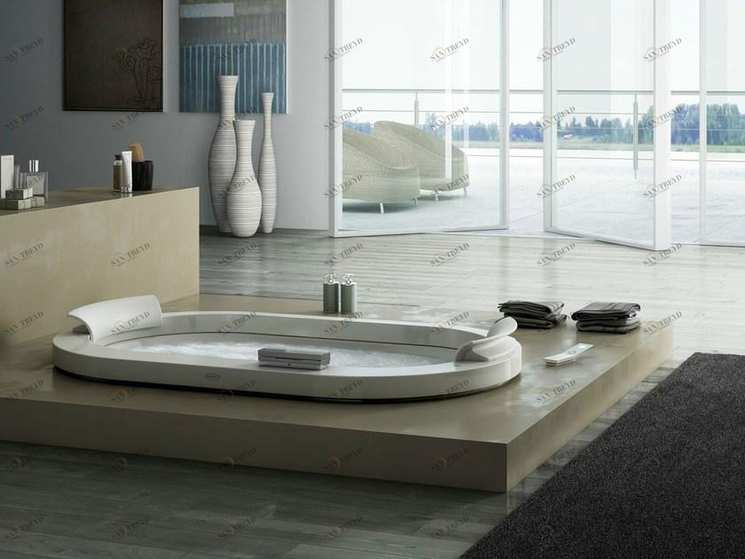 Jacuzzi® Встраиваемая гидромассажная ванна с верхом из Corian® Opalia sun-id-1444778