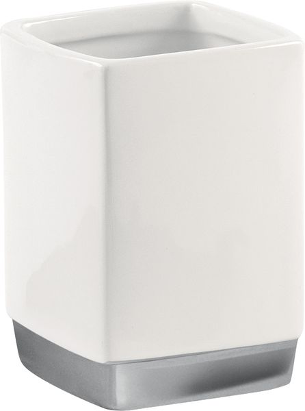 LY98(02) Gedy G-Lucy, настольный керамический стакан, цвет хром - белая керамика