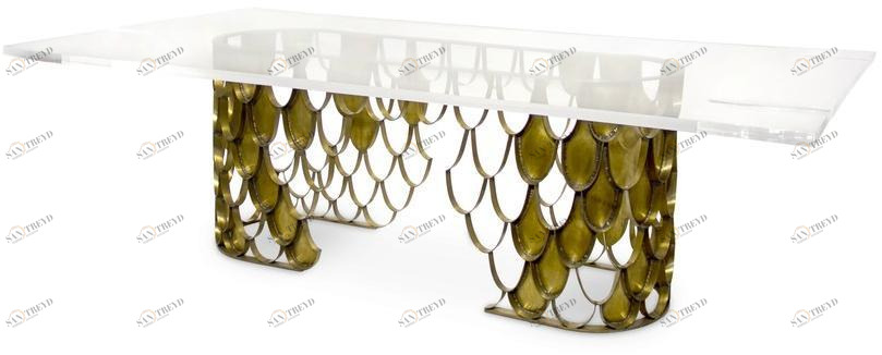 BRABBU Прямоугольный обеденный стол из стекла Koi sun-id-1512378