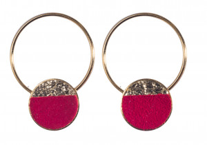 FL47 Серьги-гвоздики, кожа, латунь, позолота Flowersforzoe