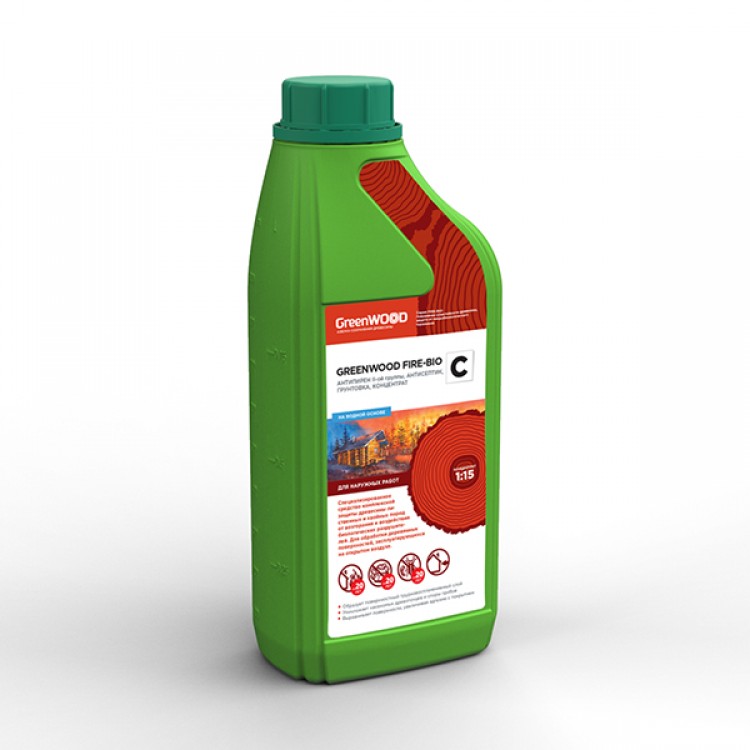 GWF-CK/01 GreenLAB GREENWOOD FIRE-BIO С Концентрат 1:15, 1 л, АНТИПИРЕН I-ой группы, АНТИСЕПТИК, ГРУНТОВКА 