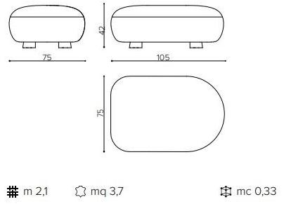 True Design Прямоугольный пуф с полкой для журналов Code Cd 60re / cd 75re - Вид №15
