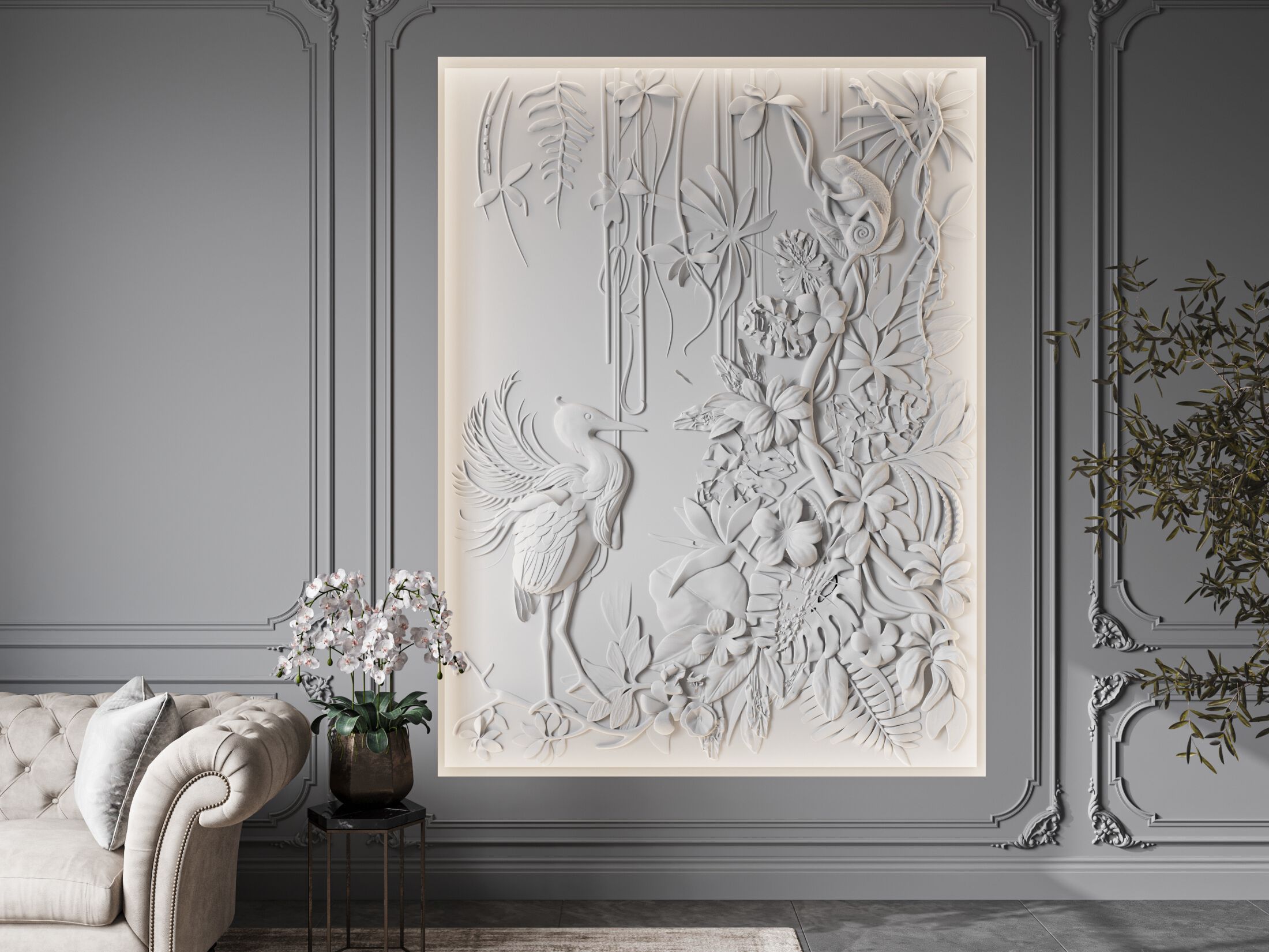 Трехмерная декоративная гипсовая панель WallDeco SPRING ARCH-00125900