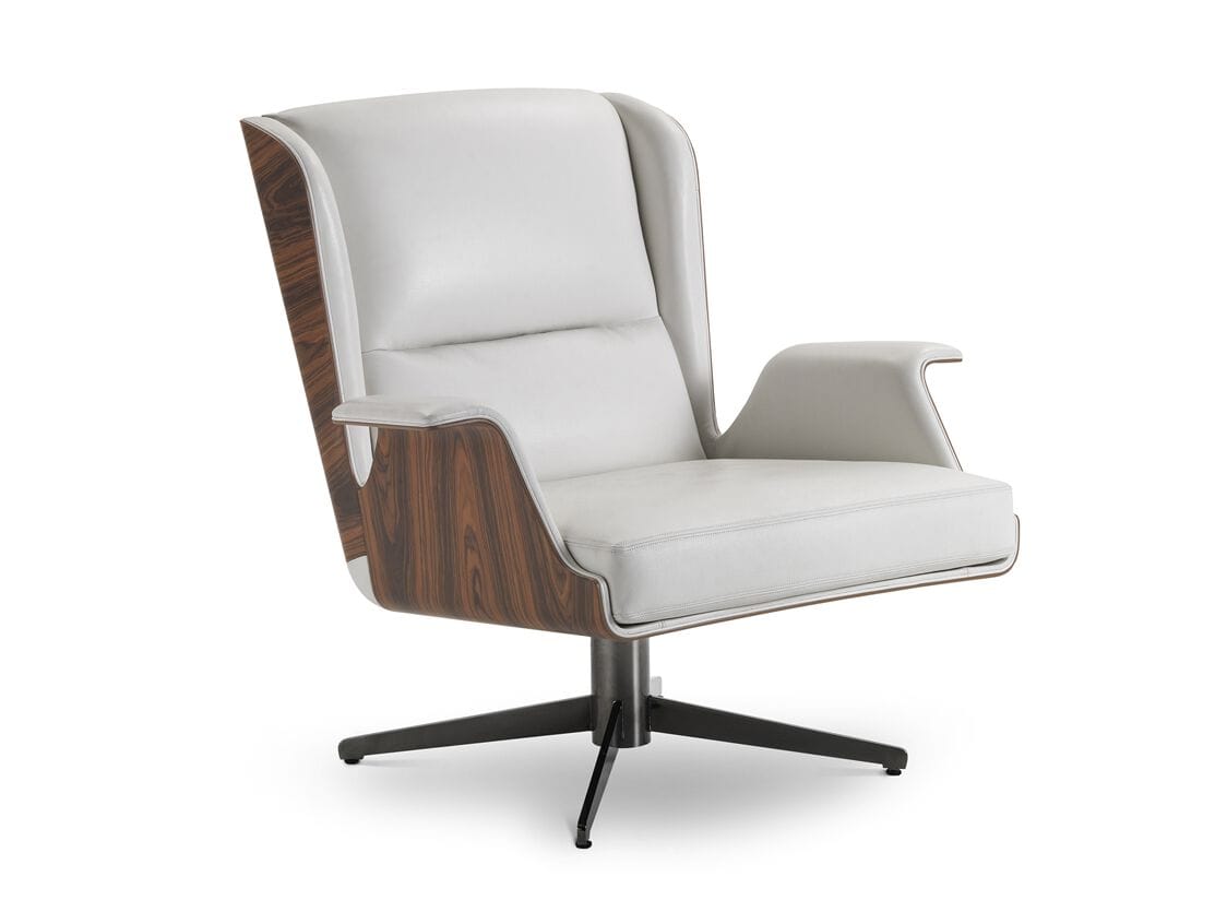 Кожаное и деревянное вращающееся кресло с подлокотниками i 4 Mariani ARCH-00023737 - Вид №5
