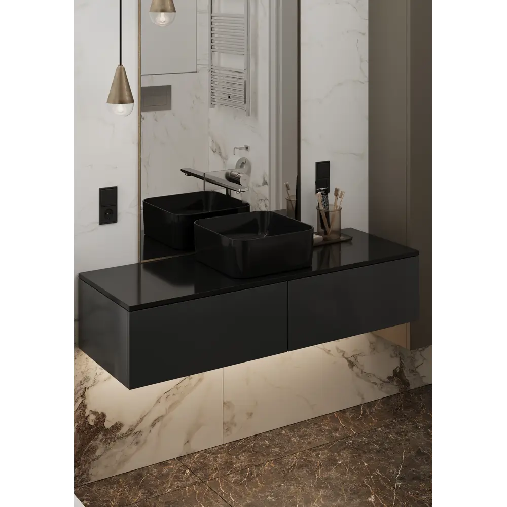 Столешница в ванную Scandi SC-120C 47x120x4 см литьевой мрамор цвет черный Santreyd STLM-2141491 - Вид №4