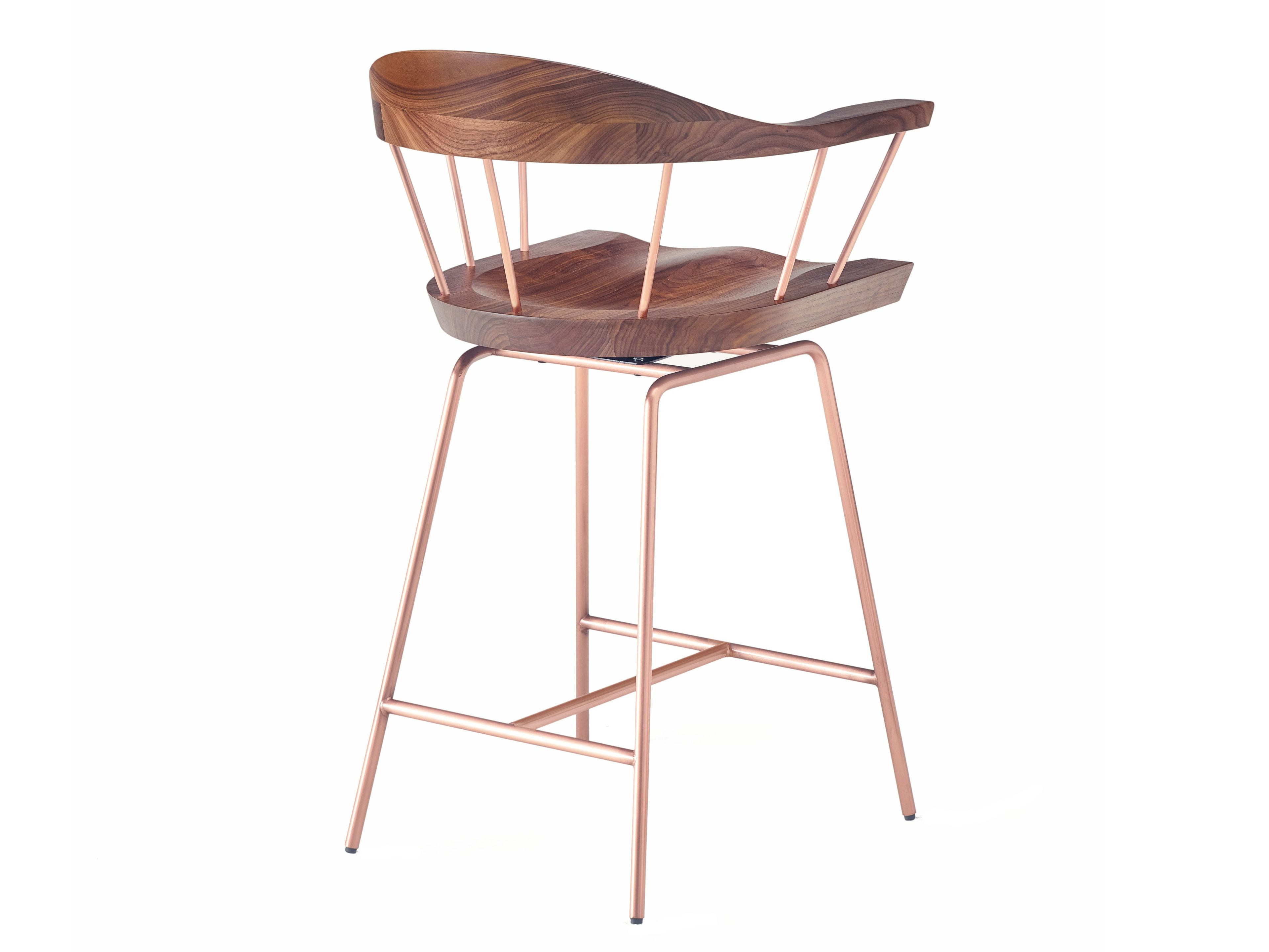 Стальной и деревянный табурет с подлокотниками BassamFellows Spindle ARCH-00094965 - Вид №2