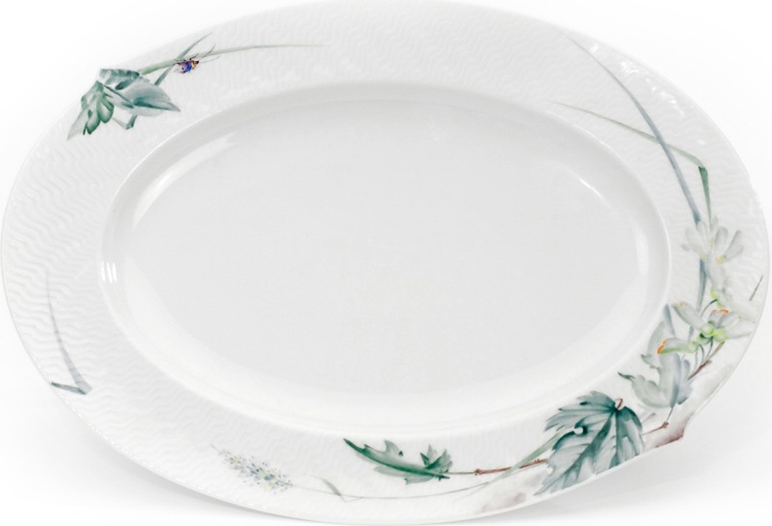 91618 Meissen Блюдо овальное 35см "Игра волн, рельеф, дикая флора" Фарфор 