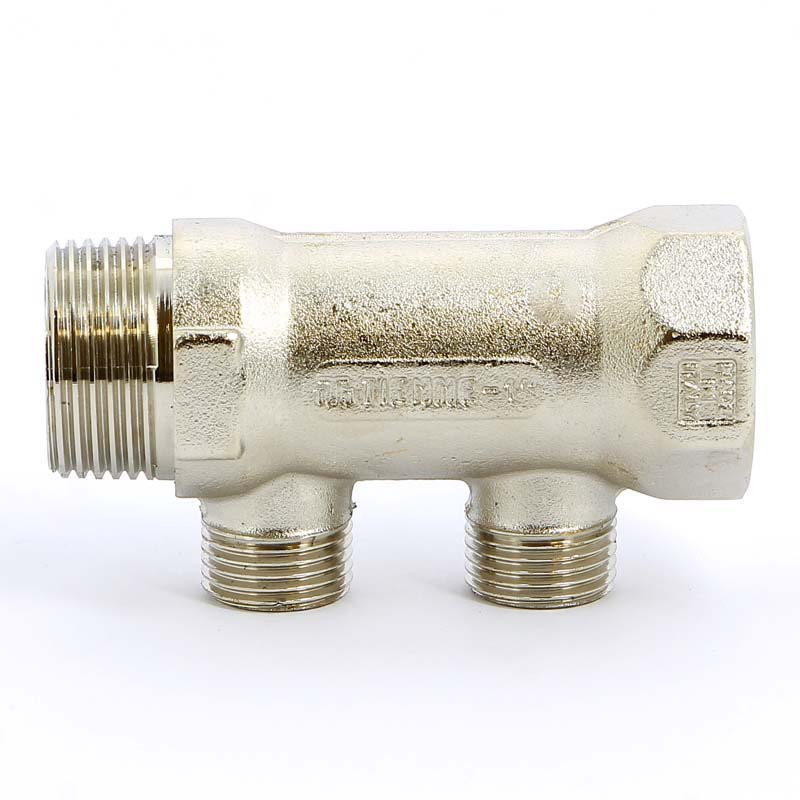 Коллектор НВ 1" никелированный TIEMME 2 выхода 1/2"Н 36мм 1910055 - Вид №1