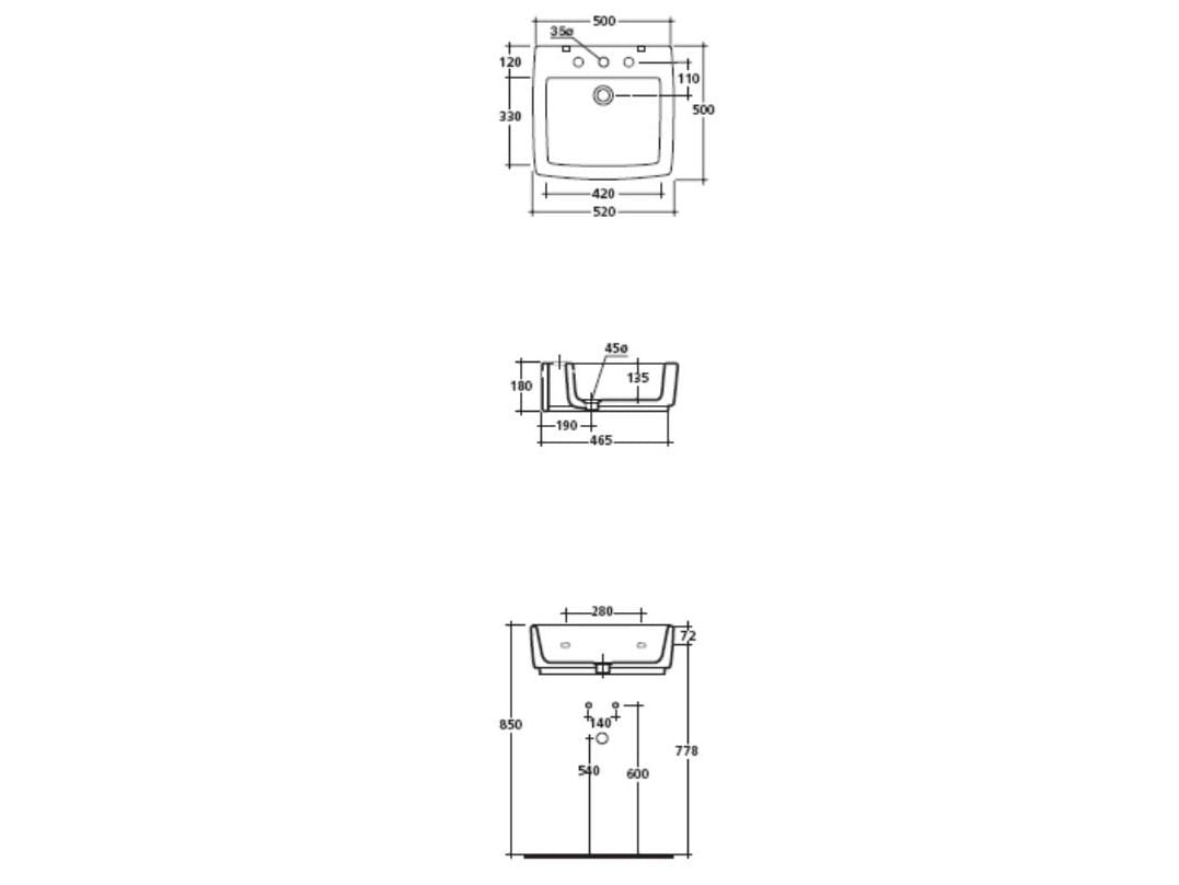 Керамическая прямоугольная раковина с держателем для полотенец Galassia SA.02 ARCH-00080185 - Вид №2
