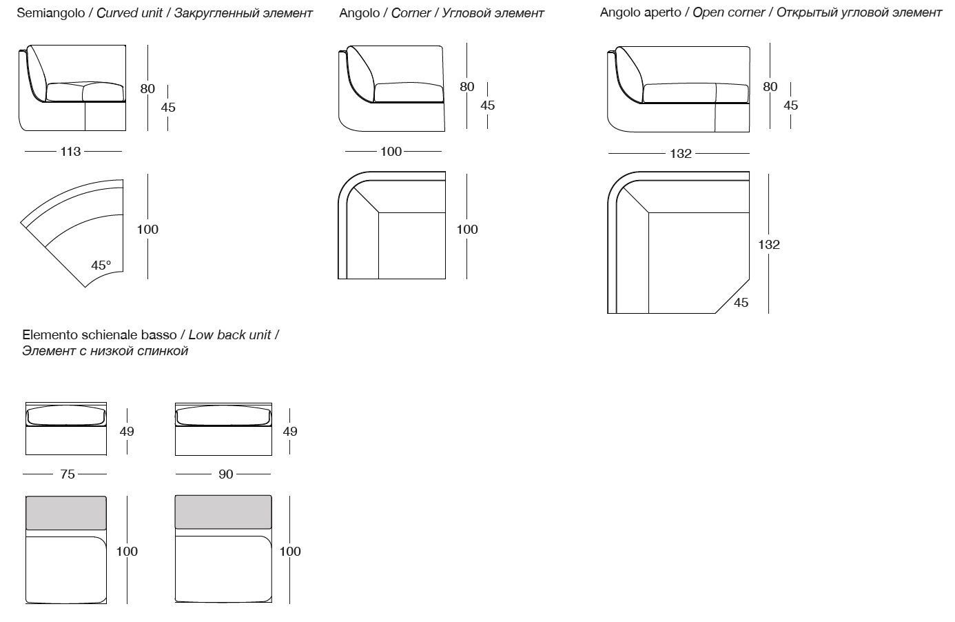 Угловой диван из кожи и ткани Longhi Loveluxe 2021-Rhythm'21 collection ARCH-00044116 - Вид №11