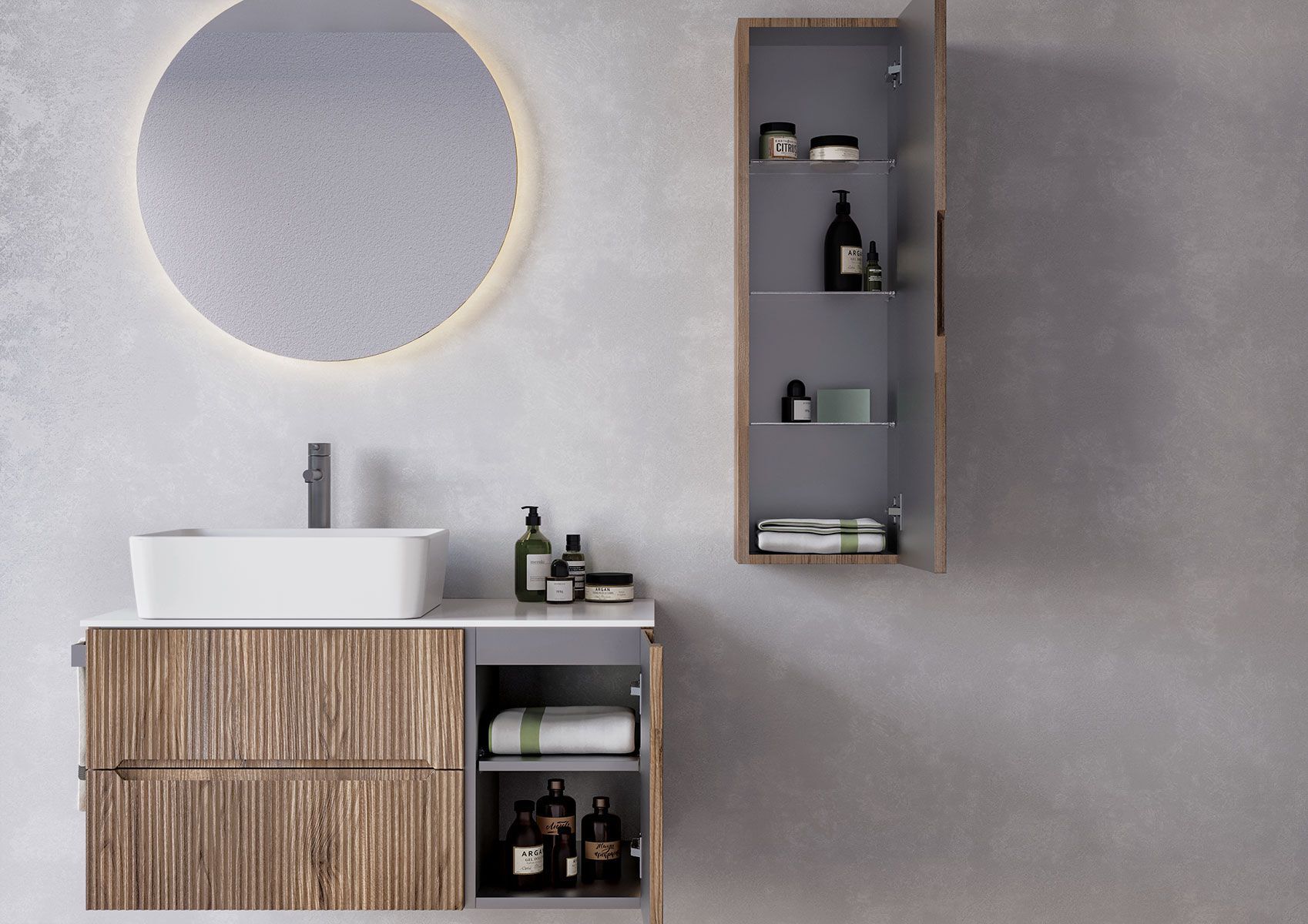 Деревянный подвесной умывальник со встроенным умывальником LEGNOBAGNO Verso ARCH-00143417 - Вид №2