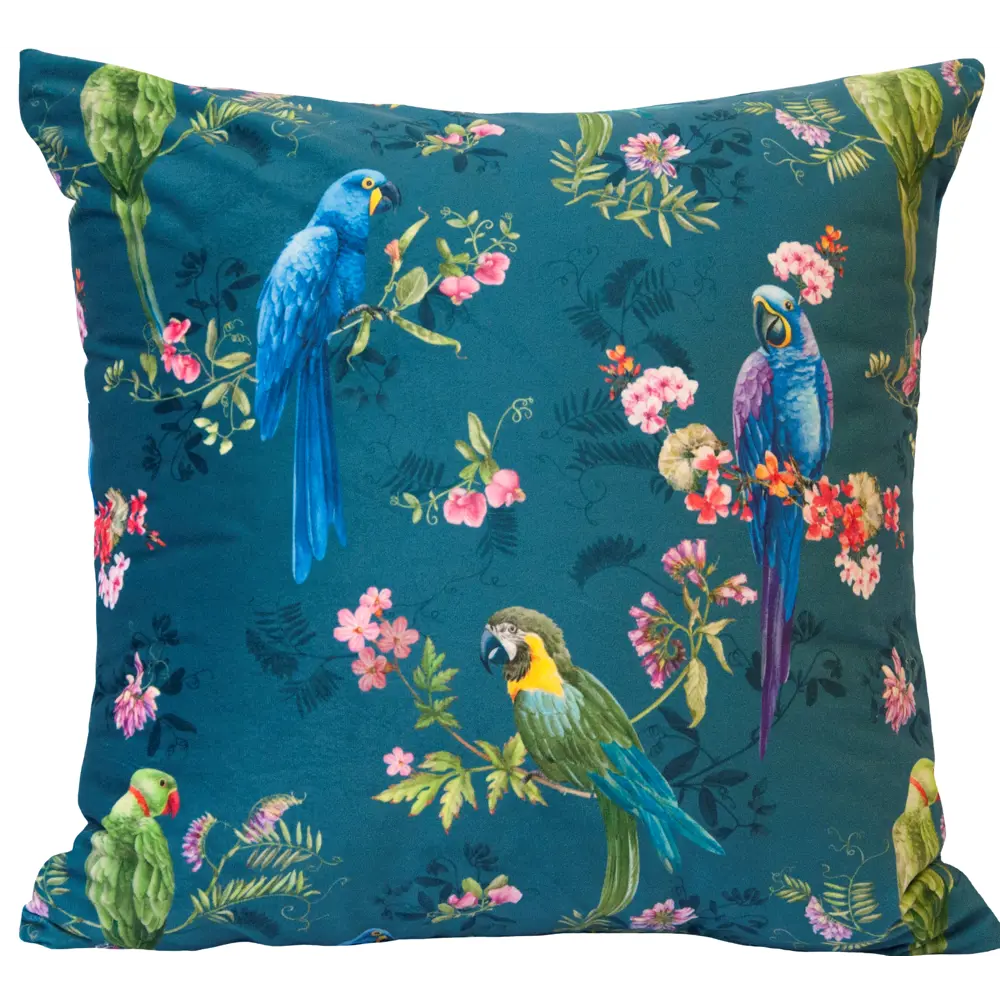 Подушка Seasons Тропики попугай 40x40 см бархат цвет бирюзовый 84177675 STLM-2120051 